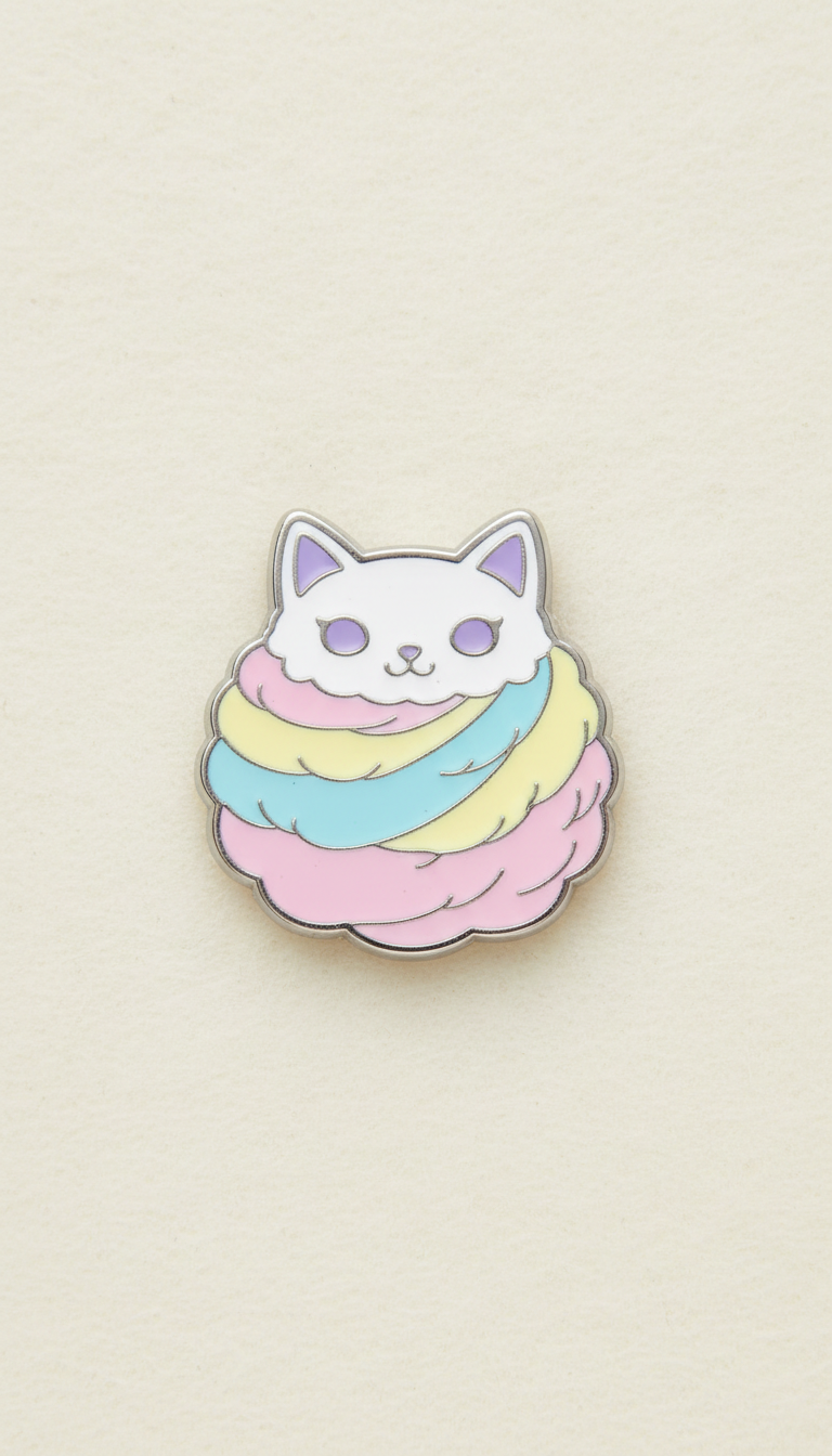 Cotton Candy Cat enamel charm